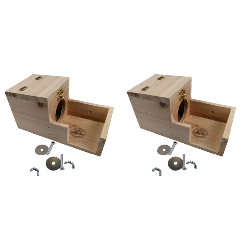 2Sets Hamster Mouse Hut Solid Wood Cabin Khaki Color Open/close Design 1