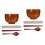 2Pcs Wood Rice Soup Bowls Dark Brown Portable Tableware Set 6