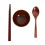 2Pcs Wood Rice Soup Bowls Dark Brown Portable Tableware Set 11