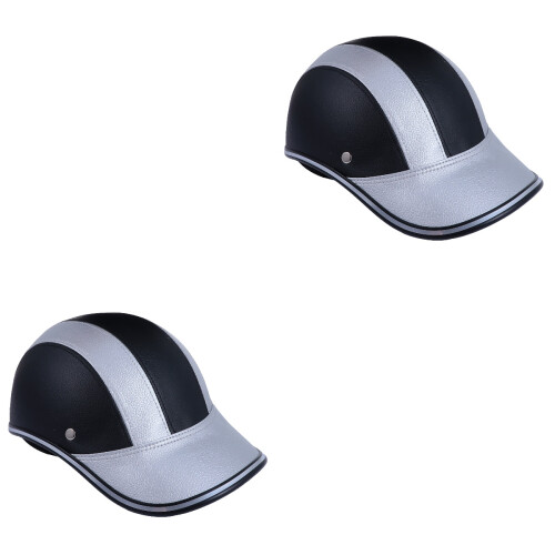 2Pcs Black Silver Fashion Motorcycle Lightweight Protective Cap 2
