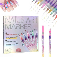 Nail Art Pens 12Color Set with Ultrafine Precision Tip and QuickDry Formula for DIY Designs