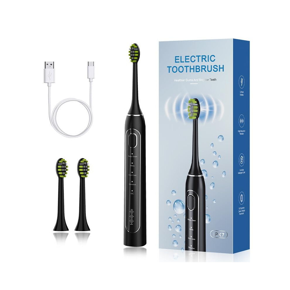Electric Toothbrush 42000 VPM Sonic Cleaner with 4 Modes and USB Fast Charging, 2 Brush Heads