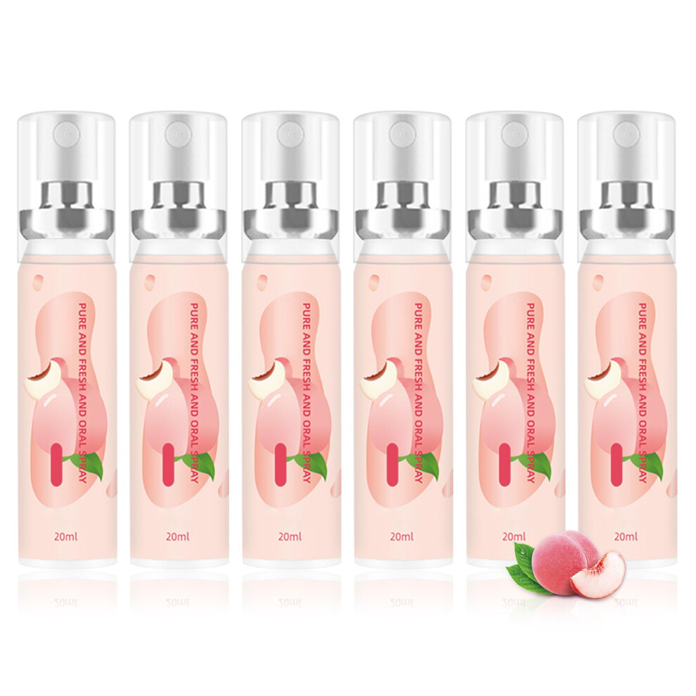 Peach 6Pcs Breath Spray With Flavor Mouth Freshener For Fast Refresh And Moisturizing Oral Care