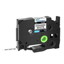 Compatible with Brother Ptouch 6mm Extra Strength Laminated Label Tape Black on White TZS211 TZeS211 8m