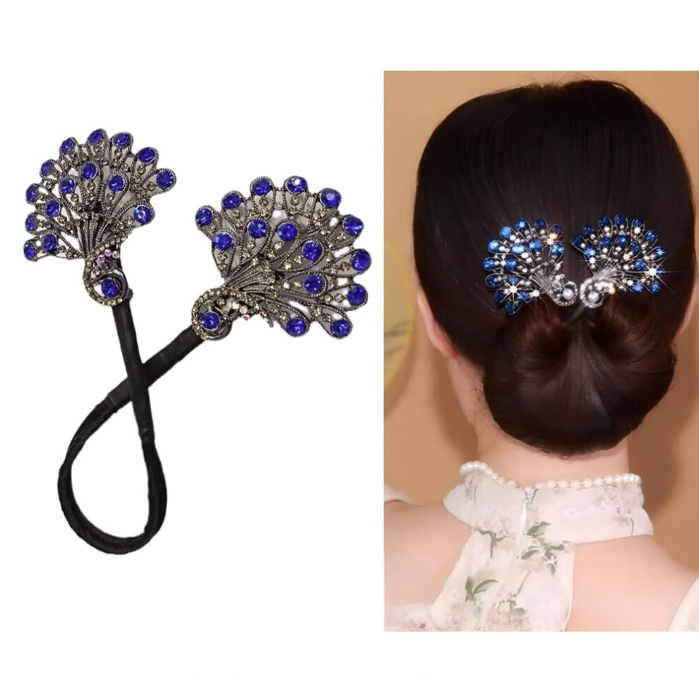 Hair Bun Maker Clip Blue Easy Snap Donut Bun Shaper for Quick Styling and All Hair Types
