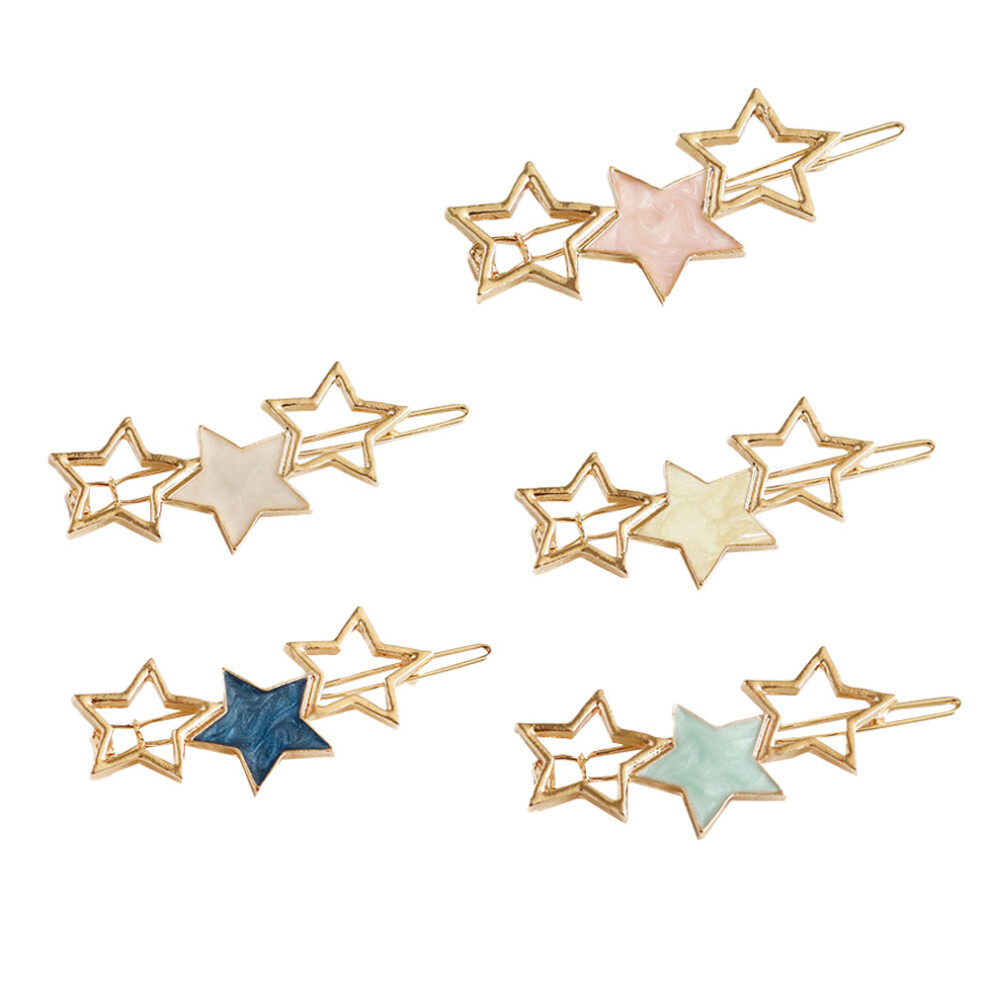 5St Fringe Haarspelden Dames Stervormige Mode Clip Diverse Kleuren-image