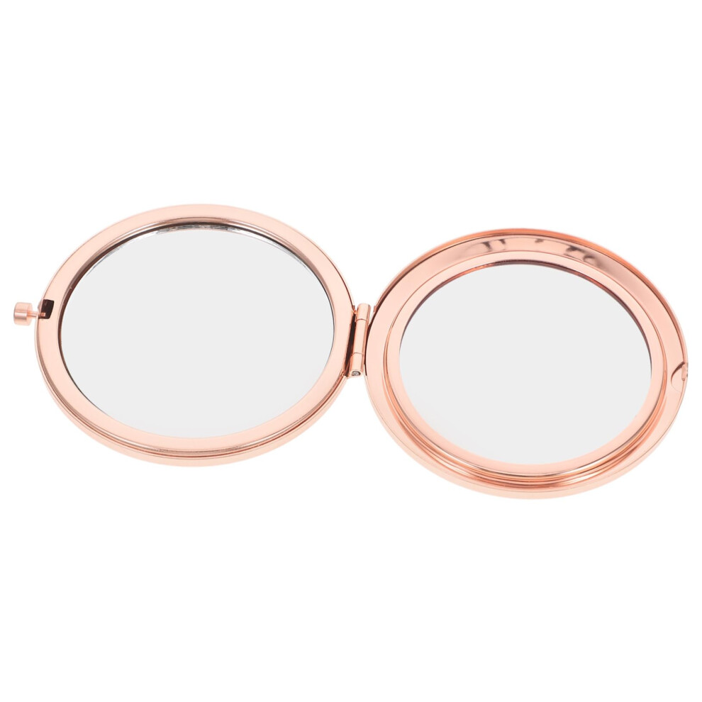 Gold Rose Compact Mirror With Rhinestones, Foldable Purse Size Travel Makeup Mirror