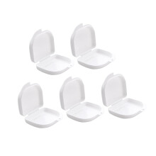 5Pack Denture Case with Vent Holes and Hinged Lid for Retainers Mouth Guards Travel Storage