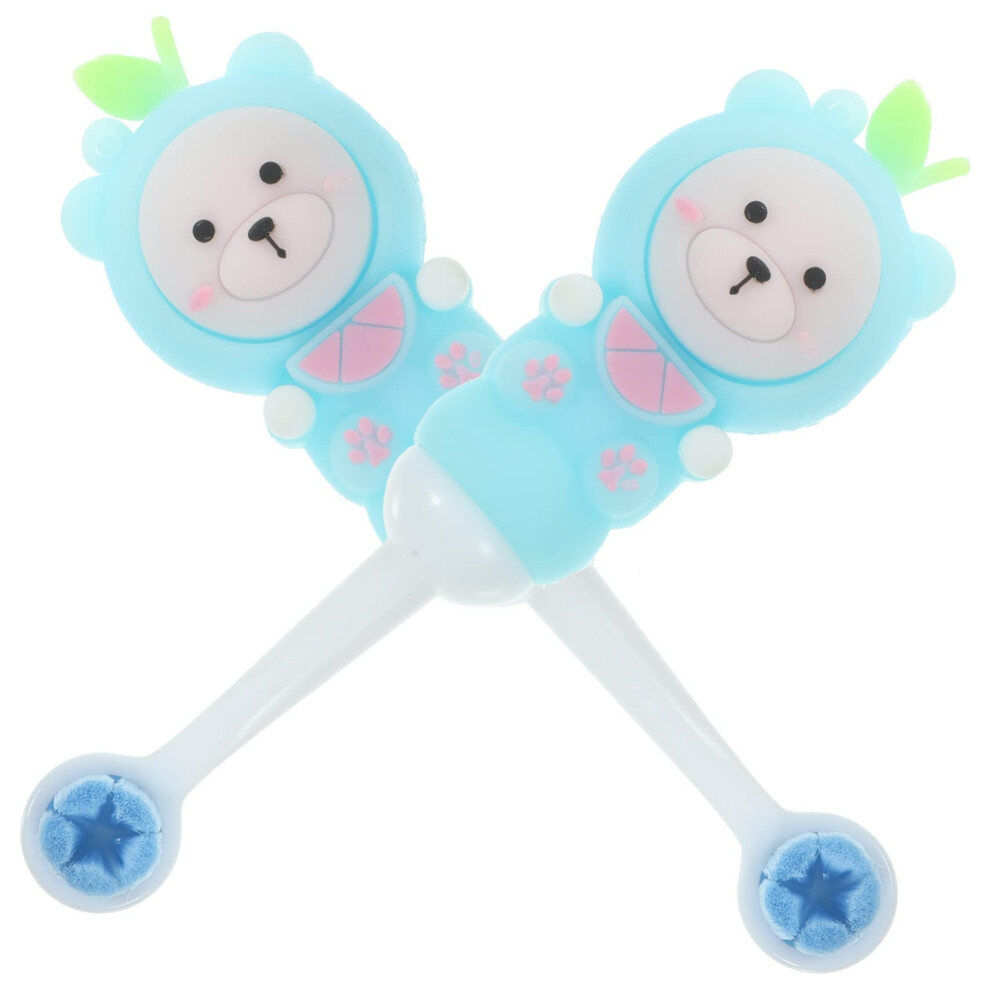 2Pcs Soft Bristle Baby Toothbrush Set with Cute Bear and Fruit Design, Ergonomic Comfortable Grip