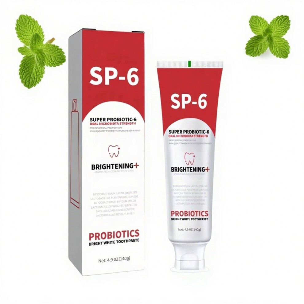 SP6 Probiotic Whitening Toothpaste for Adults, Fluoride  Mint Fresh Breath, Dual Whitening Action