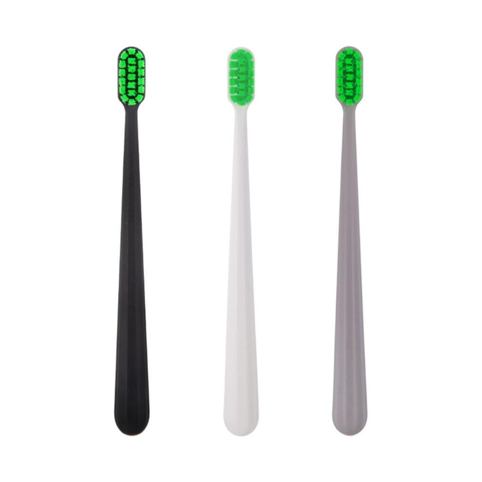 Manual Toothbrush Pack of 3 Hard Bristle for Deep Stain Removal and Compact Travel Use