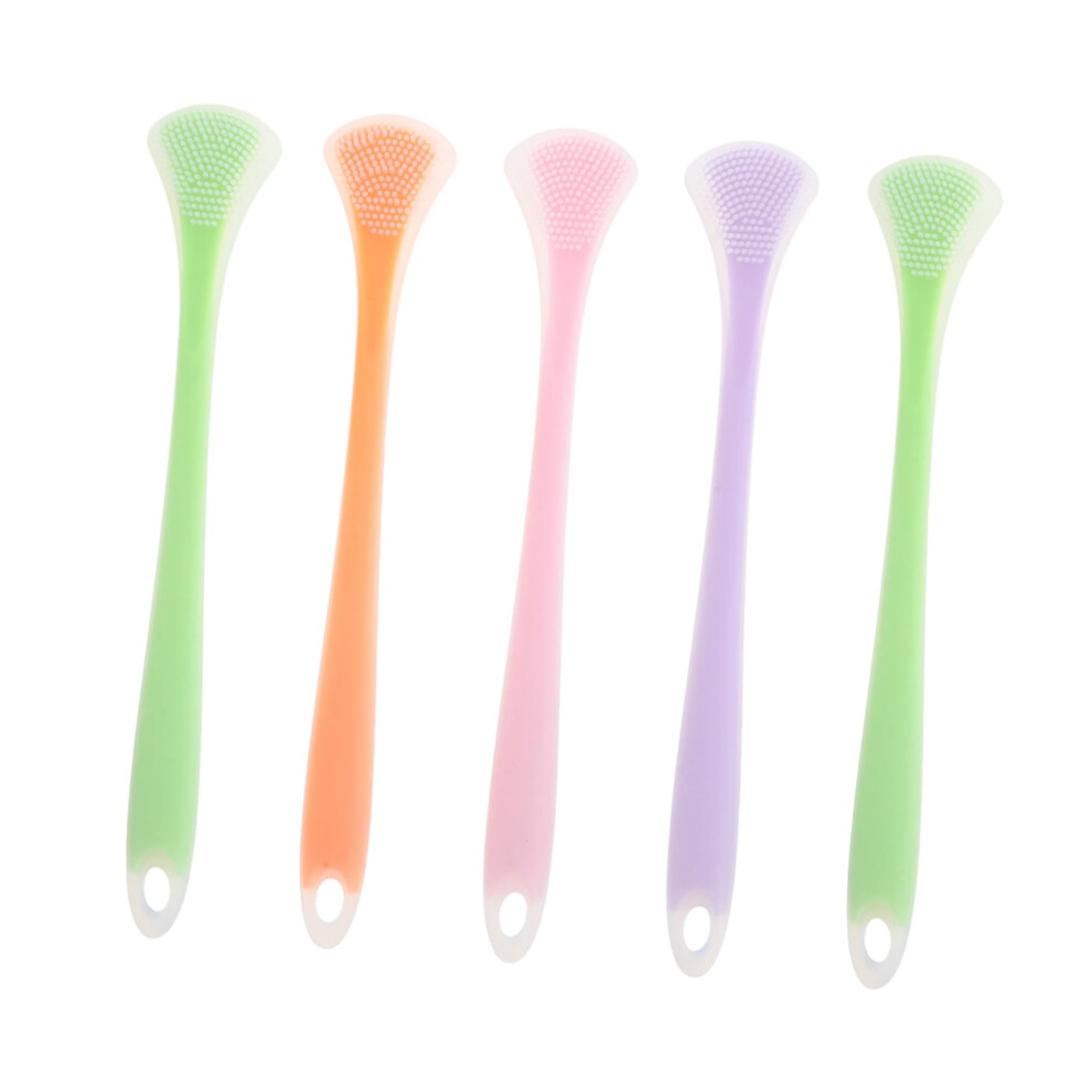 DualHead Silicone Tongue Scraper and Cleaner Brush Set for Fresh Breath and Travel Use