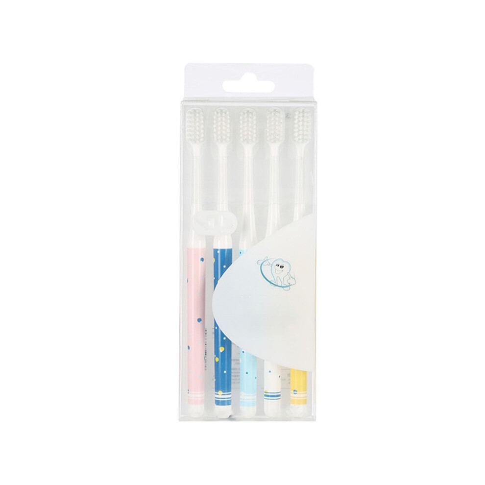 Soft Bristle Toothbrush 5 Pack for Adults with Deep Cleaning Bristles, Compact Travel Set
