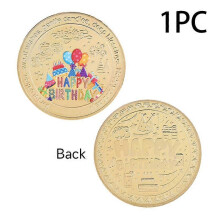 (As show, Silver) Collection Coin Lucky Happy Birthday Commemorative Coins Happy Birthday Gift Luck Coins Collection Crafts For Home Decorations
