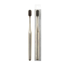 Luxury Soft Toothbrush for Adults Gold Electroplated with Dense Flocked Pad for Deep Stain Removal