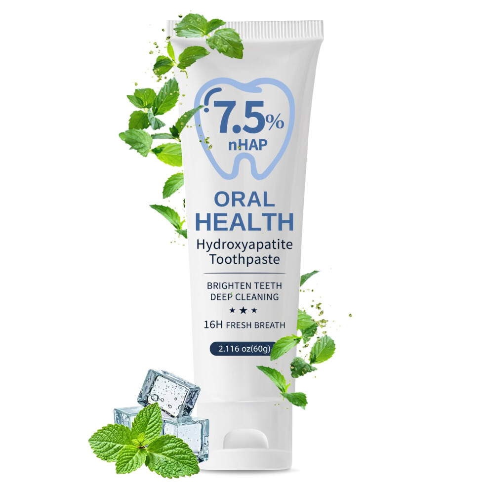 Nano Hydroxyapatite Toothpaste for Sensitive Teeth, Enamel , Gentle Whitening, Fluoride Mint, 2.12 oz