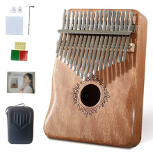 SIKATIHU 17 Key Kalimba Thumb Piano Mahogany Wood with Waterproof Case Clear BellLike Tones for Beginners and Adults (Burlywood)