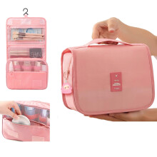 Travel Toiletry Bag Waterproof Hanging Organizer with Large Capacity and Multi Pockets Pink