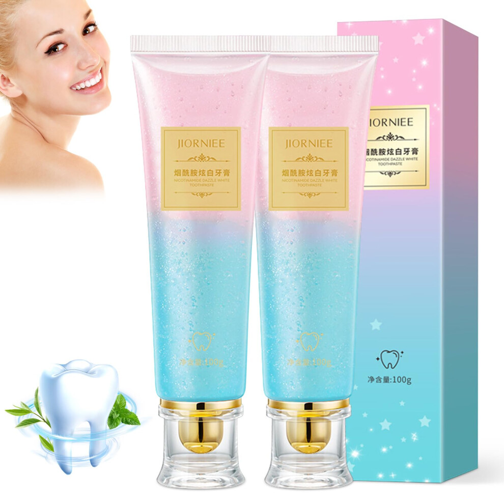 Niacinamide Whitening Toothpaste 2PCS, Stain Removal Toothpaste for Coffee and Tea, Enamel Care and Fresh Breath