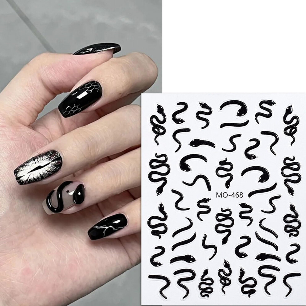 Black Snake Nail Stickers Selfadhesive Elegant Snake Nail Art Decals For Manicure And Acrylic Nails