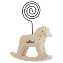 2Pcs Wooden Horse Wire Photo Holders Khaki Table Decor for Parties
