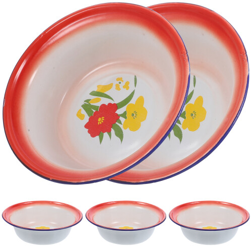 15Pcs Assorted Vintage Enamel Basins Kitchen Bowls for Serving