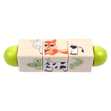 2Pièces Puzzle Rotatif Bois Beige Jouet Éducatif Bloc De Construction