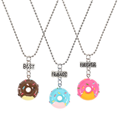 6Pièces Colliers Design Donut Gravé Lettres Multicolores