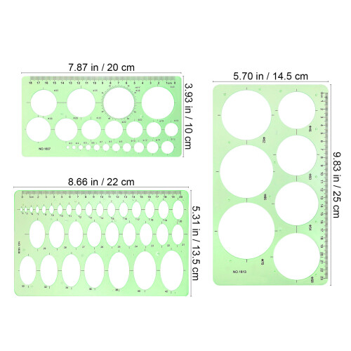 6Pièces Règles Mesure Et Gabarits Vert Pour Architecture 1
