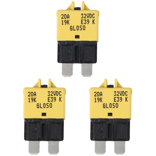 3Pcs Yellow 20 Amp Resettable Fuse for Low Voltage Circuit Breakers 2