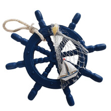 2Pcs Navy Wood Rudder Craft Mediterranean Style Wall Ornament