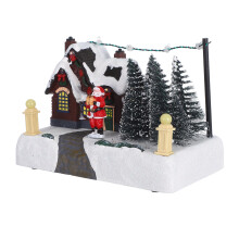 3Pcs Christmas Lighted Village Scene: Resin Music Box With Led Lights
