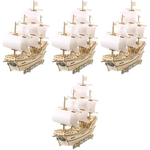 4 Sets Zeilboot 3D Modelbouwpakket In elkaar 2