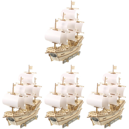 4 Sets Zeilboot 3D Modelbouwpakket In elkaar 1