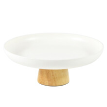 2Pcs Durable Round Storage Tray Bamboo ABS Makeup Organizer White
