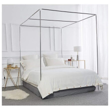 Stainless Steel Mosquito Net Bed Frame with Four Corner Canopy Stand, Adjustable for Twin Full Queen King