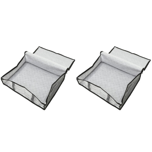 2Pcs Under Bed Storage Case with Handles Grey Multipurpose Clothes Bin 2