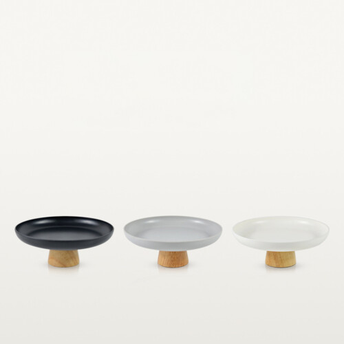 2Pcs Durable Round Storage Tray Bamboo ABS Makeup Organizer White 2