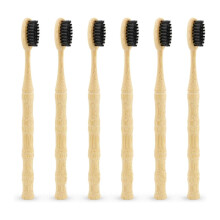 Manual Toothbrush Set for Adults with Flocked Fine Bristles, Black Travel Pack of 5