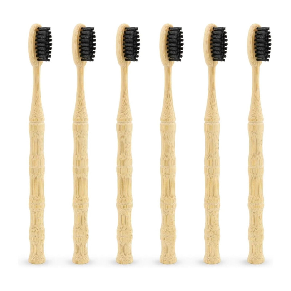 Black Manual Toothbrush Set For Adults With Flocked Fine Bristles, Travel Pack Of 5