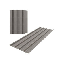 Set of 12 Corrugated Steel Roof Sheet Panels - Grey Wood Effect