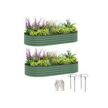 Set of Two 181 x 93cm Steel Planters - Green