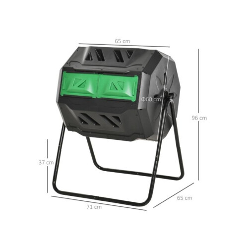160L 360 Rotating Dual Chamber Composter - Black 1
