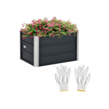 108cm Raised Garden Bed, Galvanised Steel Planter Box (Includes Installation Gloves) Dimensions 66 x 47 x 40cm, Grey
