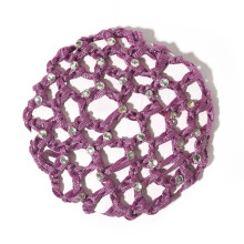 Dance Hair Net 6 Pack Crochet Floral Ballet Bun Cover Handmade Pins for Secure Performance Hold Purple