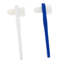 2pcs Dual Head Denture Cleaning Brush Set with Soft Bristles and Ergonomic Handle for False Teeth Care