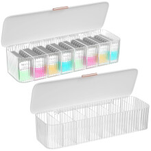 2 Pack Clear Plastic Contact Lens Organizer with Lid, 8 Slots TravelFriendly Storage Box
