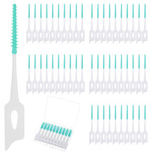 160 Pcs Dual Purpose Interdental Brushes and Dental Floss Picks, 360 Bendable Soft Silicone Toothpicks for Braces Teeth Cleaning (Green)