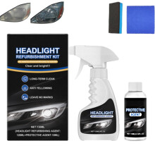 Headlight Restoration Kit for All Vehicles, Car Headlight Cleaner Spray, Clear Lens Protection