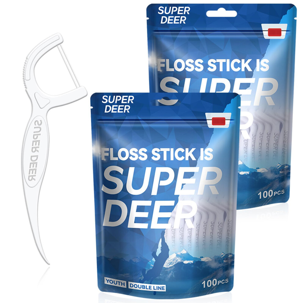Double Line Floss Picks 200 Count â Twin Dental Flossers with Durable Fibers and Slim Handle